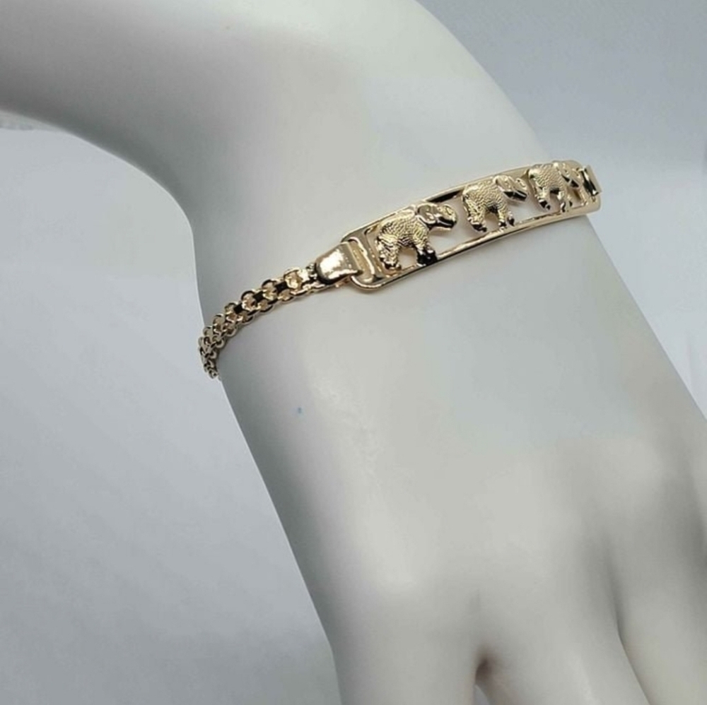 Brazilian 18k Gold filled 3 Elephants Bracelet - Picture 2 of 4